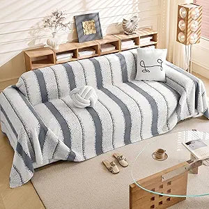 Sherpa Fleece Couch Cover for 3 Cushion Sofa, Gray, 71" x 134" - Pet Proof Sofa Covers Heavy Duty Scratch Resistant Pet Friendly Furniture Cover - Easy Install, Machine Washable