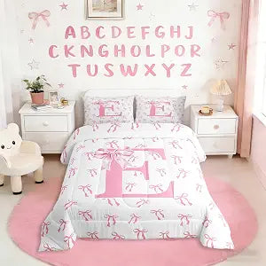 Erosebridal Initial E Letter Bedding Set Kawaii Girly Bowknot Comforter