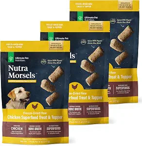 ULTIMATE PET NUTRITION Nutra Morsels, Superfood Treat & Food Topper (Chicken, Pack of 3)