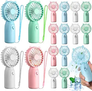 Glooglitter 16 Pcs Mini Fans Handheld Portable,Pink Blue White Green