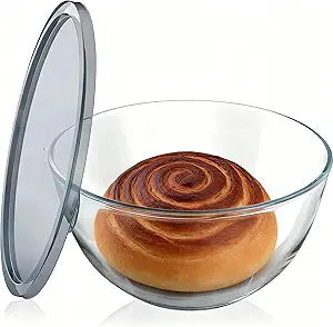 4.7 Quart Glass Mixing Bowls with Lids, Glass Salad Bowl, Large Glass Bowl for Sourdough Bread Making, Clear Bread Proofing Bowl for Sourdough Bread, Salad, Food Storage, Prepping & Baking