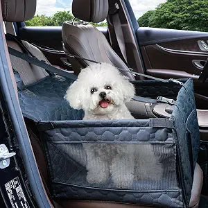 Dog Car Seat for Medium Small Dogs, Pet Car Seat with Adjustable Safety Belt & Storage Pockets, Breathable Waterproof Pet Car Seats Cover, Small Dog Seats for Dogs Under 30lbs (Medium, Black)