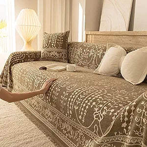ROOMLIFE Couch Cover Boho Sofa Covers for 3 Cushion Couch Washable, Furniture Protector Sofa Couch Cover for Dogs, Soft Breathable Sofa Slipcover, Couch Throw Blankets with Tassels 71''X118''