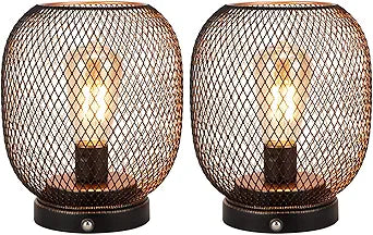 JHY DESIGN Dimmable Touch Lamp Set of 2 Bedside Table Lamp Rechargeable Battery Powered Light with LED Bulb Night Accent Light for Weddings Parties Patio Events for Indoors Outdoors