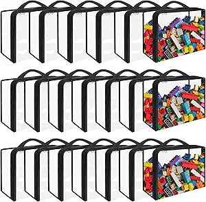 20 Pack Extra Large Toy Storage Bags PVC Organizing Bags with Zippered, Toy Storage Organizer with Portable HandheldWaterproof Toy Bags for Board Games Clay, Building Blocks, ToysBooks