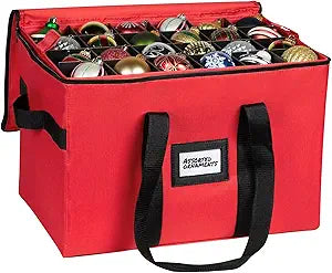 Christmas Ornament Storage Container,Box Stores Up to 96, Adjustable Dividers, Large Organizer Bin to Protect and Store Holiday Dcor