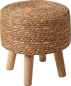 YMYNY Foot Stool, 12.6" Small Ottoman, Round Footrest,Natural HBD027N