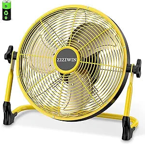 10'' Battery Operated Fan, Rechargeable Cordless Floor Fan, 6~40H Long Lasting Outdoor Camping Fan, 360┬░ Tilt, Wireless, Quiet, USB Phone Charge, for Home Patio Gym Greenhouse Gazebo Outside