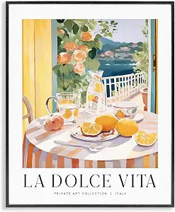 Classic Italian Table Setting View, 16 x 20 Inch Framed Gicle Print