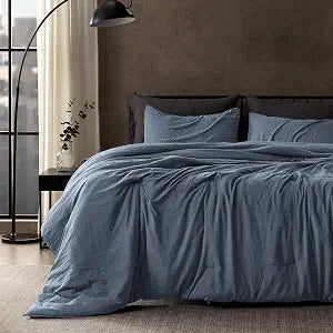 SLEEP ZONE King Size Comforter Set, Fluffy Lightweight and Breathable Bedding Set with 1 Comforter and 2 Pillow Shams, Flint Stone Blue