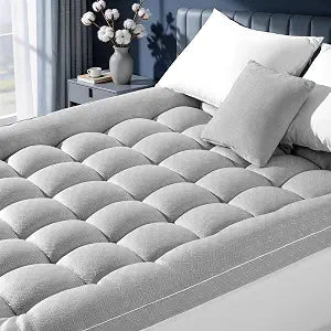 Silver Infused Mattress Topper,Ultra-Soft Fabric with Self-Cleaning Technology,1200GSM 3D+7D Snow Down Alternative Fill High Resilience Support Pillow Top Mattress Topper(Queen,60"x80")
