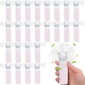 Retisee 24 Packs Mini Portable Fans Party Favor Pink Bows Coquette Handheld Press Cooling Fans for Birthday Summer Bridal Wedding Bachelorette Baby Shower Pool Party Outdoor Beach Activity Gift