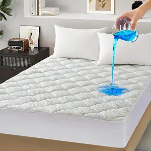100% Waterproof Mattress Protector Breathable Bamboo Viscose Mattress Cover, Soft Noiseless Padded Deep Pocket 8-21 Fitted & Supportive, Naturally Cooling for Hot Sleepers,Queen (60"x80")