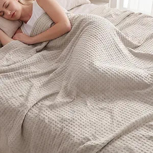 REDKISS Waffle Cooling Throw Blanket for Couch 60" x 90" - 100% Viscose Derived from Bamboo, Lightweight Breathable Summer Blanket for Hot Sleepers and Night Sweat, Khaki