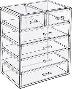 Sorbus 6-Drawer Makeup Organizer with Small & Wide Drawers (Clear)