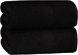 COTTON CRAFT Hotel Spa Luxury Bath Sheet - 2 Pack - Oversized Extra Large 40 x 80 - Heavyweight 700 GSM 2 Ply Ringspun Cotton - Soft Absorbent Everyday Use Home Bath Easy Care Towel Set - Black