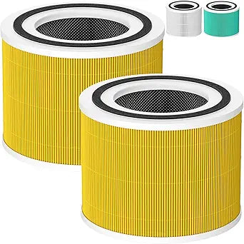 2 Pack 240 Pet Care Replacement Filter Compatible with 240 Air Purifier, 3-in-1 Filter Replacement with Activated Carbon Filter, Yellow