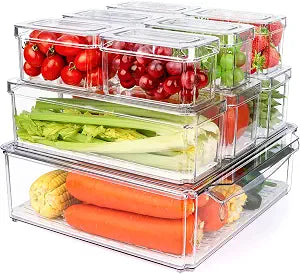 10 Pack Refrigerator Pantry Organizer Bins with Lids, Fridge Organizer Bins