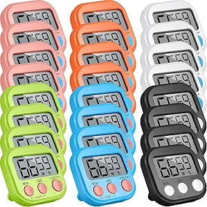 Weewooday 24 Pcs Digital Kitchen Timer Magnetic Timer Bulk On/Off Switch Minute Second Count up Countdown Loud Alarm for Exercise Cook Baking (Classic Color)
