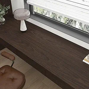 JSEVEM 24"197" Dark Brown Black Walnut Wood Wallpaper Peel and Stick Waterproof Faux Walnut Wood Grain Contact Paper Vinyl Wrap Adhesive Furniture Stickers for Kitchen Cabinets Cupboard Table Dresser