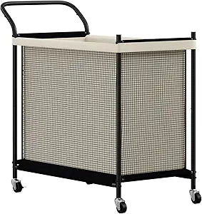 Laundry Hamper with Wheels,Laundry Basket with Removable and Washable Liner Bag, Metal-frame Laundry Cart with Handle for Bedroom, Bathroom, Dorm Room, Laundry Room (160L)