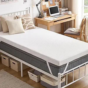SINWEEK 3 Inch Memory Foam Mattress Topper Twin XL Size with Breathable Bamboo Cover for College Dorm, Pressure Relief Mattress Pad to Revitalize Old Beds, Non-Slip and Machine Washable for Easy Care