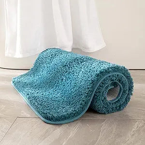 MIULEE Teal Bathroom Runner Rugs, Soft Absorbent Microfiber Long Bath Rugs Non Slip Quick Dry Fluffy Bath Mats for Bathroom Floor, Machine Washable, 24x44 Inch