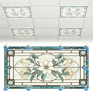 Glooglitter 4 Pcs Retro Floral Fluorescent Light Covers for Ceiling Lights