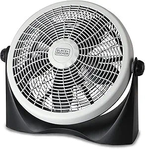 BLACK+DECKER High Velocity Floor Fan, 15.6" Diameter Freestanding Fan, 5 Plastic Blades, 3-Speeds, 90-Degree Tilt Adjustment, For Use In Bedroom, Home or Office, 5.5 lbs., Gray/Black, BFF16B