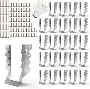 25 Pack 2x6 Joist Hangers with Screws, Galvanized Face Mount Rafter Brackets for Wood, Hurricane Ties for Rafters and Deck Connectors for Floor Shed Barn Coop Porch Truss Deck and Ceiling Joists