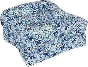 Blazing Needles Outdoor Rounded Back Chair Cushion, 19" x 19", Fiorella Baltic 2 Count