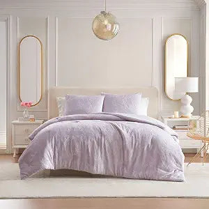 Betsey Johnson - Queen Comforter Set, Lightweight & Soft Plush Bedding with for Year Round Comfort, 3 Piece Bed Set with Matching Pillowcases (Butterfly Embossed Purple)