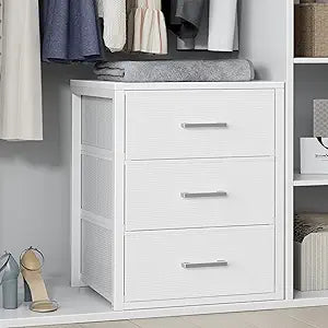 BOLUO Closet Drawers White Fabric 3 Drawer Small Dresser for Closet Organizers and Storage Bedroom Dorm Modern