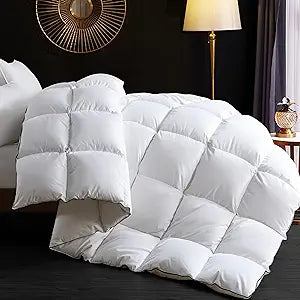 Ubauba King Size Down Duvet Insert - All Season Cool Touch for Hot Sleepers, Premium 100% Cotton Shell Hotel Quality, White 106 x 90 Inch