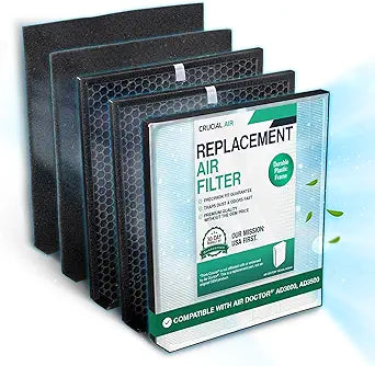 Air Purifier Filter Replacement Compatible with Air Doctor AD3000 / AD3500 Includes 1 Efficient Air Filter and 2 Carbon Filters + 2 Pre Filters - This is Third Party-Product