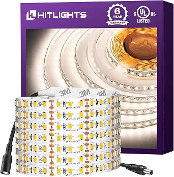 HitLights LED Strip Lights Neutral White 4000K, 12V 16.4ft, UL Listed