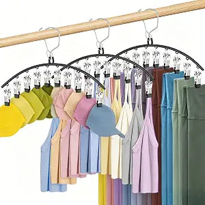 3 Pack Skirt Pants Hangers with Clips, Legging Organizer for Closet, Black