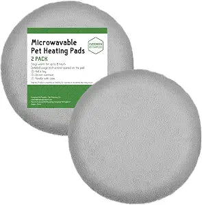 Evergreen Pet Supplies Microwavable Heating Disc for Pets - 2 Pack, X-Large, Round, Gray - Heat Discs with Washable Cover, Up to 8 Hours Warmth & No Electric Cord