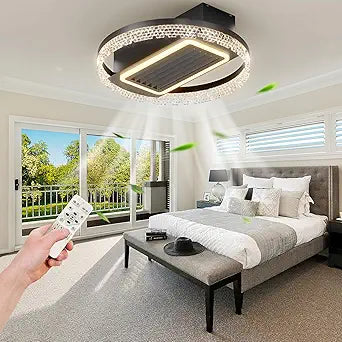 20inch Modern Leafless Ceiling Fan with Remote Control Removable and Washable, Reversible Motor, Low Noise, Energy Efficient