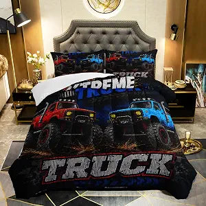 QOOMO Truck Comforter Set for Kids Teens Boys,Cars Kids Comforter,Twin Size