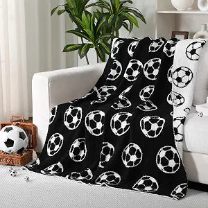 Buryeah Soccer Knit Throw Blanket, Soccer Gift for Boys Teens Men, 50 x 60 Inch Cozy Sport Reversible Knitted Throw Blanket for Couch Sofa Bed Home Decor