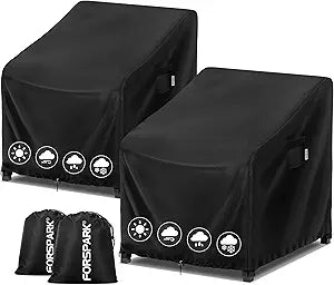 FORSPARK Patio Chair Cover Waterproof UV-Resistant Outdoor Furniture Cover 33W x 34D x 31H inches for Wicker, Rocking & Porch Chairs, Tear-Resistant Oxford Fabric with Buckle Straps & Storage Bag