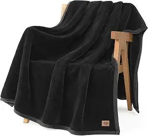 UGG Coco Throw Blanket Soft & Cozy Plush Blanket for Couch, Perfect for Home Decor, House Warming Gifts or Luxurious Birthday Gifts for Women, 50" x 70", Black Ink