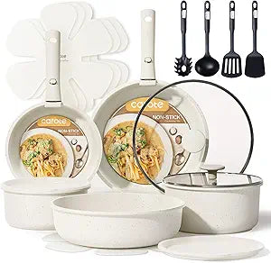 CAROTE 19pcs Pots and Pans Set, Nonstick Cookware Set Detachable Handle, Induction Kitchen Cookware Sets Non Stick with Removable Handle, RV Cookware Set, Oven Safe