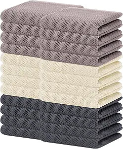 Homaxy 100% Cotton Waffle Weave Kitchen Dish Towels, Ultra Soft Absorbent Quick Drying Cleaning Towel, 13 x 28 Inches, 24-Pack, Mixed Color
