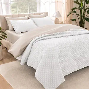 Bare Home Coverlet Set - Twin/Twin Extra Long - Lightweight Bed Decor - Comforter Alternative - All-Season Quilted Bedspread (Twin/Twin XL, White)