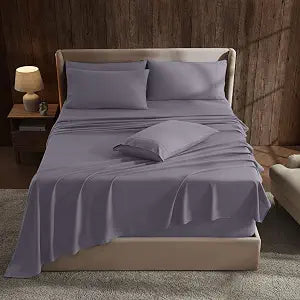 Hearth & Harbor Extra Deep Pocket Sheet Sets, Luxury Soft 6 Piece Bed Sheet Set Fits Mattress 18-24 Inches - Full, Grayish Purple