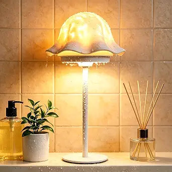 Waterproof Shower Lamp with RGB Water Ripple Light Projector, Floral Table Lamp, USB-C Rechargeable with Timer, Remote & Touch Control Warm Ambient Light for Bathroom, Bedroom, Spa Decor