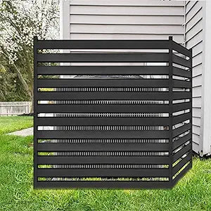 46" H x 46" W 2 Panels Air Conditioner Fence Screen Trash Can Privacy Fence Panels for Outside Unit, Pool Eequipment Enclosure, No Dig Backyard Fence (Black)