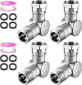Enhon 180 & 360 Garden Hose Swivel Connector, Garden Hose Connect and Spigot Extender for Outdoor Faucet, Fits Standard 3/4" Water Pipes (Metal,Silver,4 Pack)
